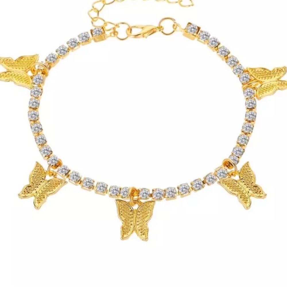 Gold butterfly anklet